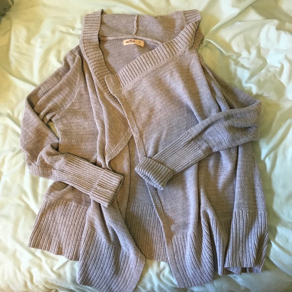 Grey hollister hooded cardigan